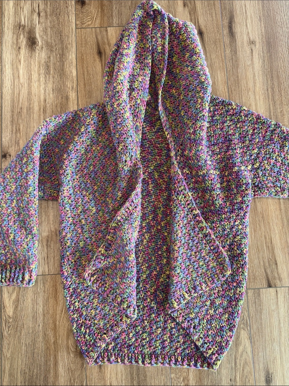 Beautful Multicolor Hooded Crochet Women's cardigan Sweater
